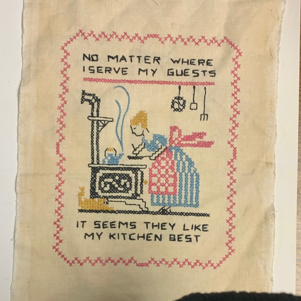 Vintage Charming Kitchen Cross-Stitch Wall Art
